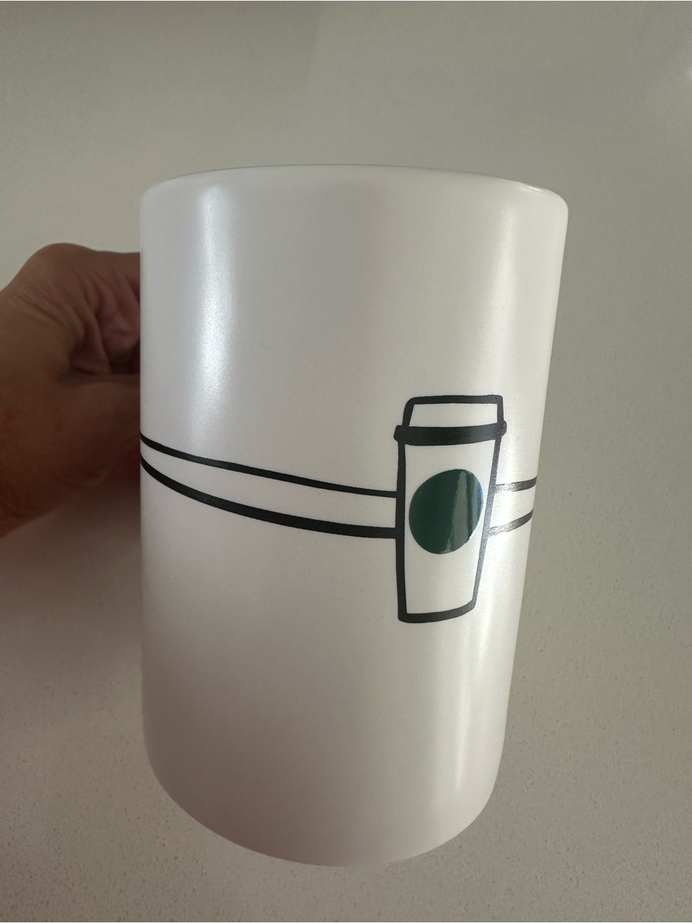 Starbucks White Ceramic Mug with Black Text Accent